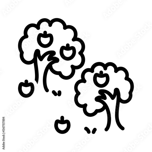 Vector black  line icon for Orchard