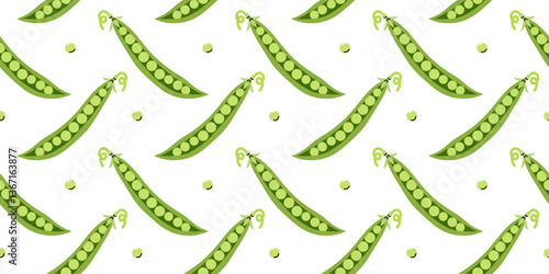 Pattern featuring green peas on a white background for decorative purposes