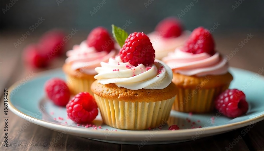 Delicious Raspberry Cupcakes with Creamy Frosting , A Sweet Delight