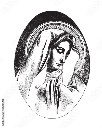 Our Lady of Sorrow vector Virgin Mary catholic religious Illustration