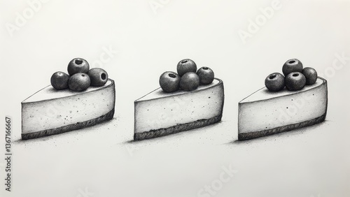 Slices of Cheesecake with Blueberries Illustration
