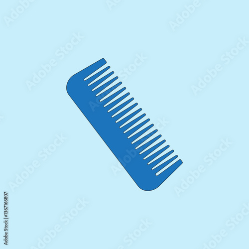 Blue plastic comb vector illustration for styling and combing hair