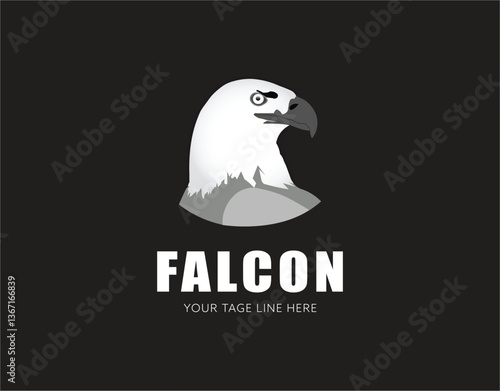 Bird of prey flying with sharp talons,Folcon bird logo.