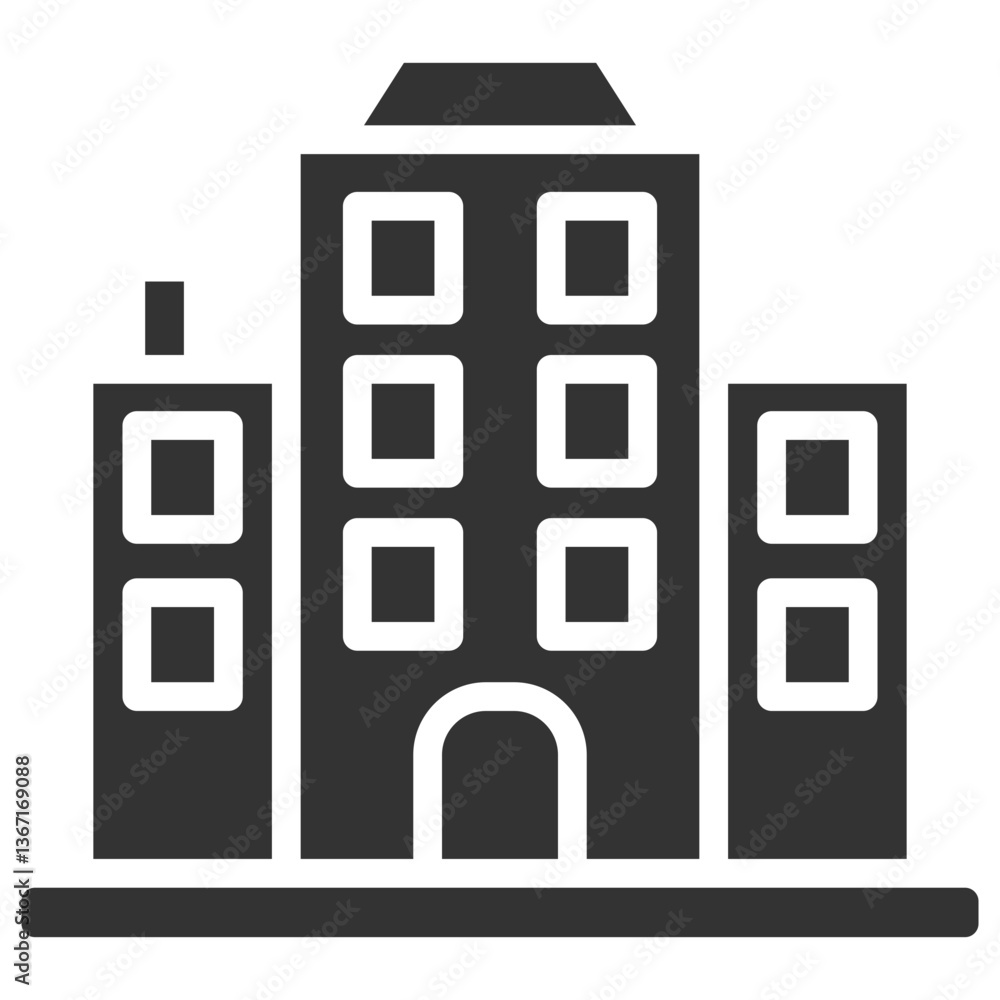 Office Building Glyph Icon Office Building Glyph Icon