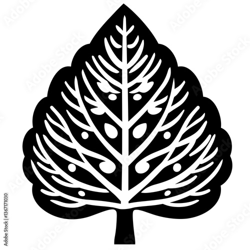 Leaf with a black outline and white veins