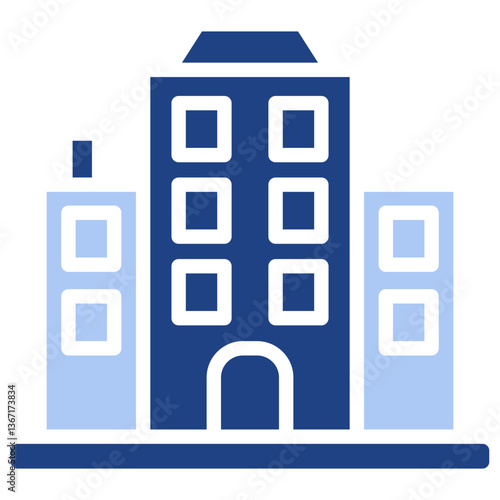 Office Building Flat Blue Icon