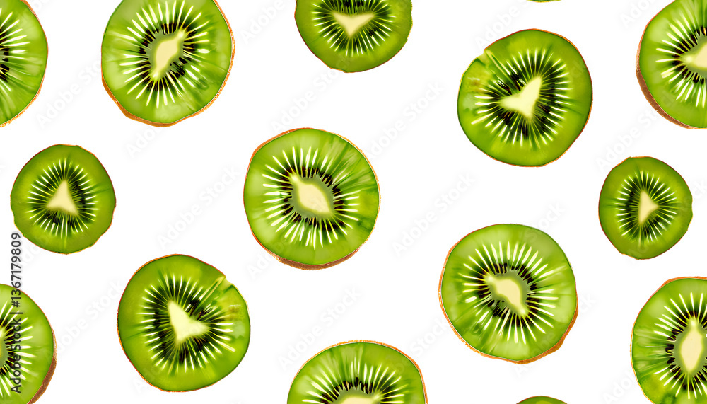 Kiwi slices pattern, green fruit, transparent background.. Kiwi slices pattern, green fruit, transparent background..