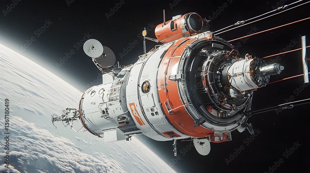 Highly detailed futuristic space probe spacecraft on an interstellar mission exploring a distant exoplanet in search of signs of alien life Highly detailed futuristic space probe spacecraft on an interstellar mission exploring a distant exoplanet in search of signs of alien life