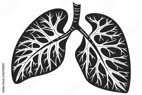 lung shapes with flowing white vein lines 