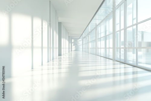 Wallpaper Mural Modern, empty hallway with large windows Torontodigital.ca