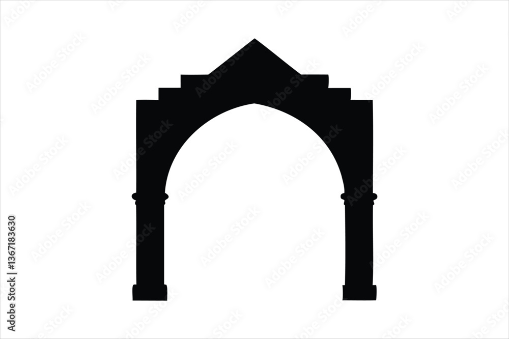 Fototapeta premium Arch silhouette vector on white background