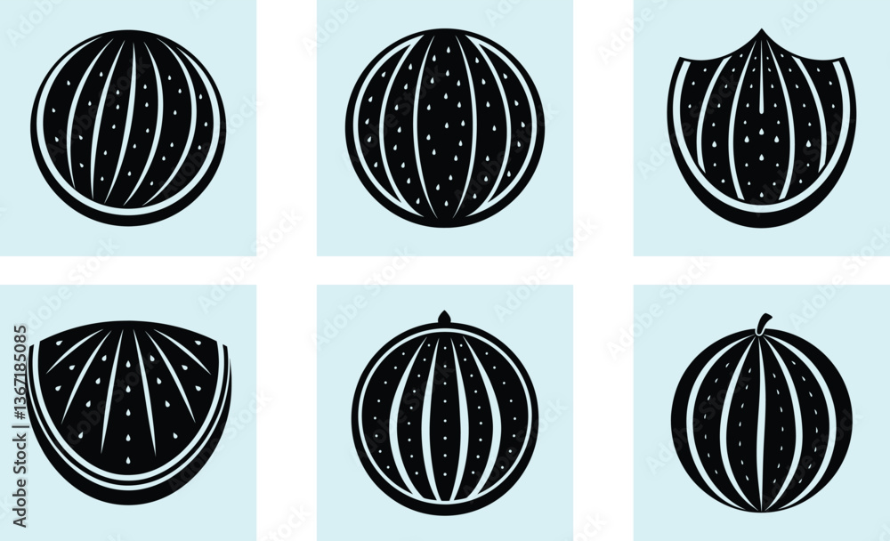 Obraz premium Watermelon silhouette vector