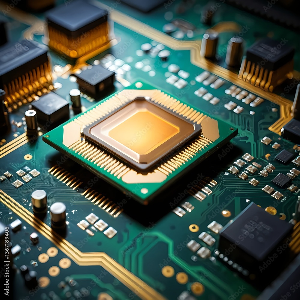 Close-up of Microchip on Circuit Board Close-up of Microchip on Circuit Board
