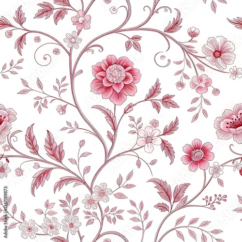 pink and white chinoiserie pattern