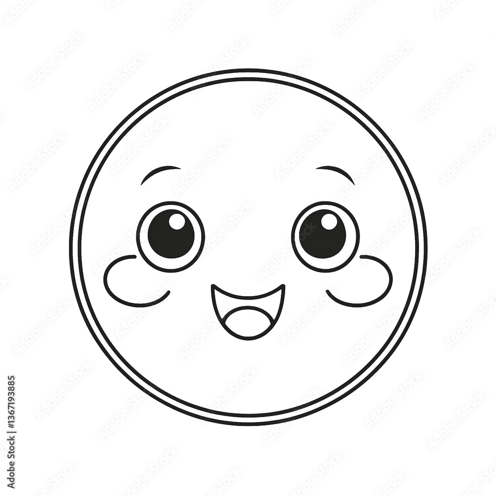 Fototapeta premium Linear emoji with happy face on transparent png background