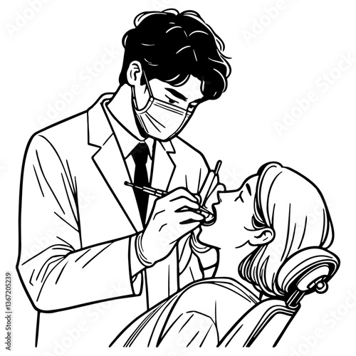 Male Dentist Seeing a Female Patient.