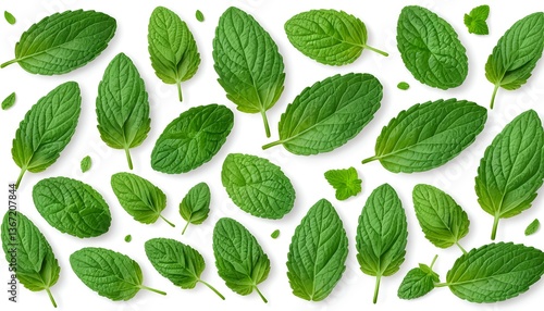 Fresh Mint Leaves Flat Lay