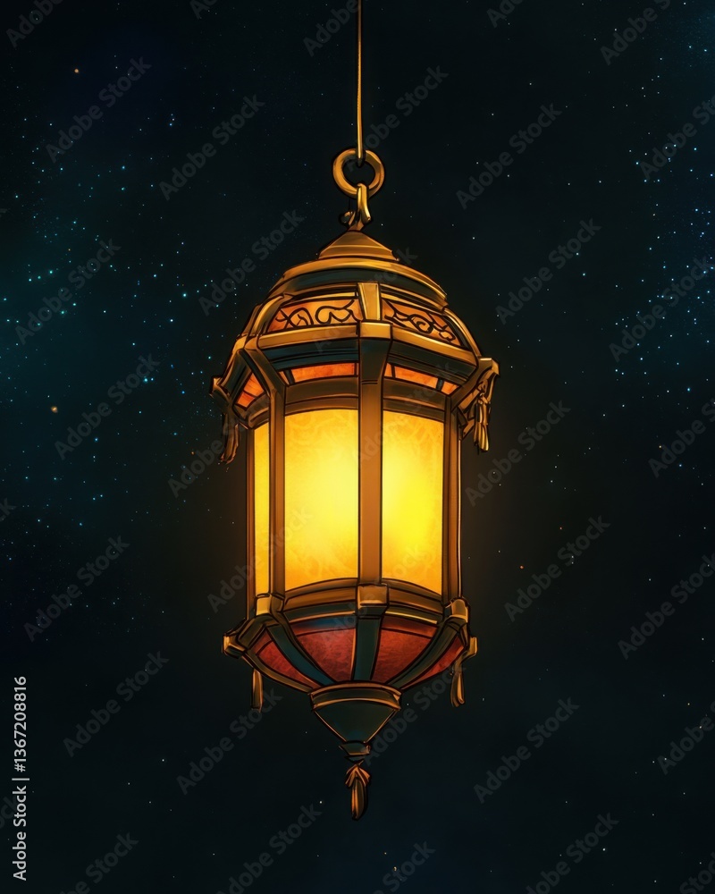 Elegant Ramadan lantern decoration shining in the night Elegant Ramadan lantern decoration shining in the night