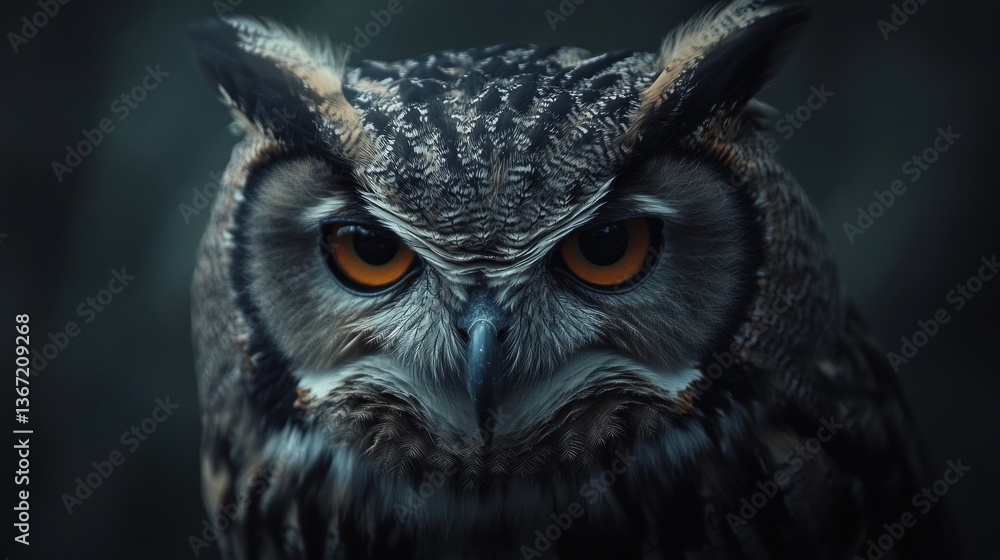 piercing gaze of the night predator a portrait of an owl with intense orange eyes staring directly piercing gaze of the night predator a portrait of an owl with intense orange eyes staring directly