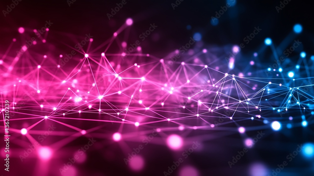 Obraz premium Abstract pink blue network connections.