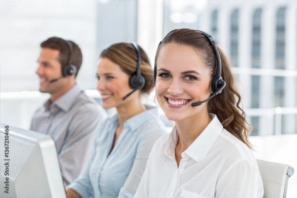 Smiling Call Center Team Providing Customer Support Smiling Call Center Team Providing Customer Support
