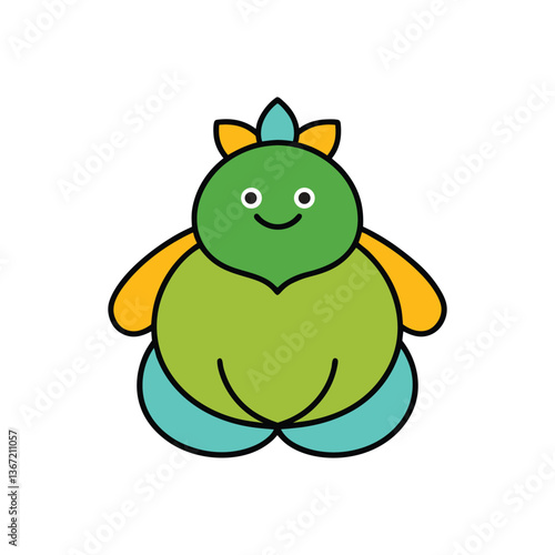 a cute outline belly flower mascot on white-background .eps