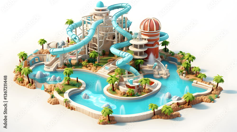 Fototapeta premium Water Park building isometric 3D