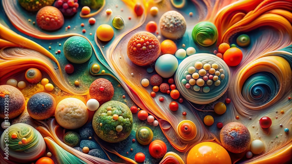 Fototapeta premium Abstract Chemistry Food Photography: Colorful Molecular Gastronomy