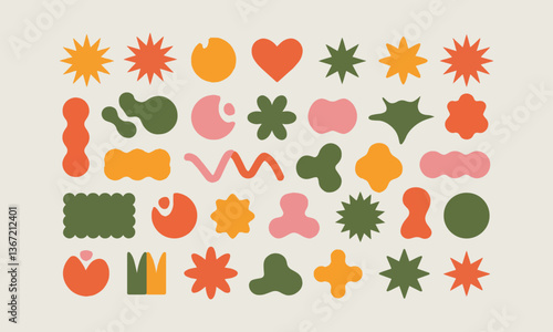 A modern vector-style illustration featuring a collection of abstract shapes, easily editable.