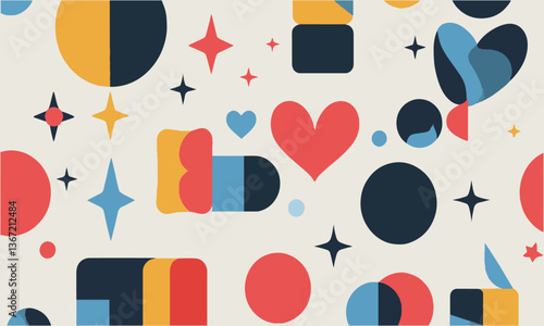 A modern vector-style illustration featuring a collection of abstract shapes, easily editable.