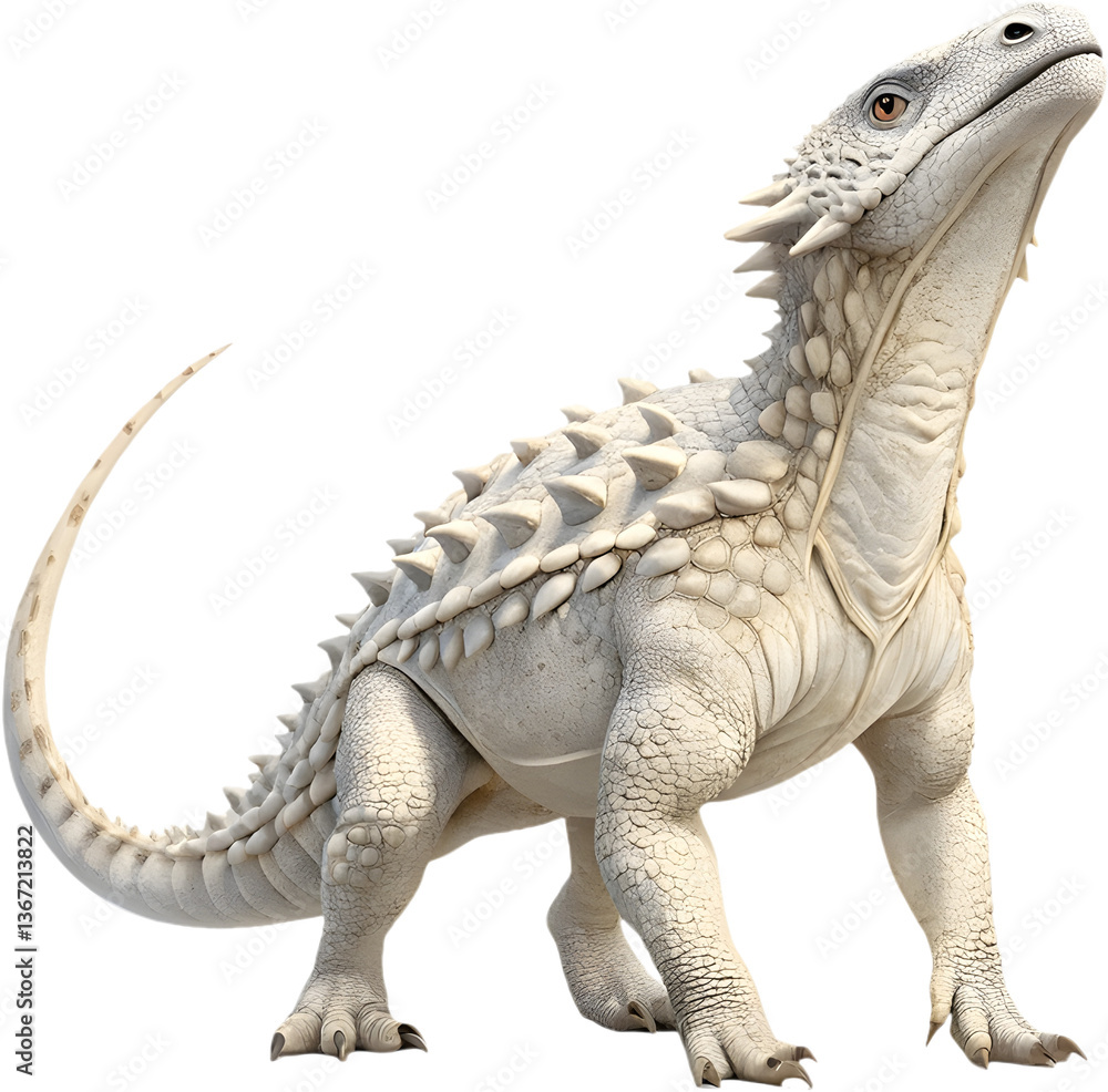 Fototapeta premium Ankylosaurus illustration showcasing a heavily armored prehistoric dinosaur with spiked tail.