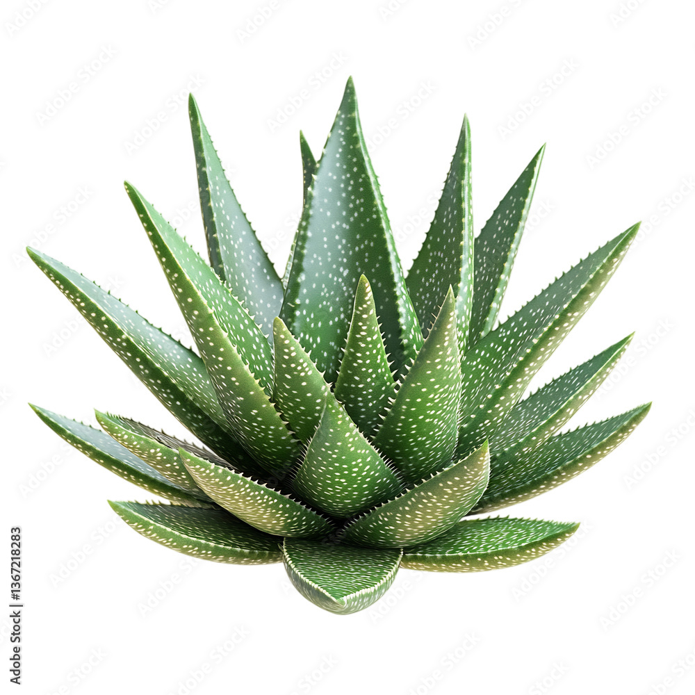 A 3D Aloe Vera Plant with Spiky Textured Leaves Isolated on Transparent Background A 3D Aloe Vera Plant with Spiky Textured Leaves Isolated on Transparent Background