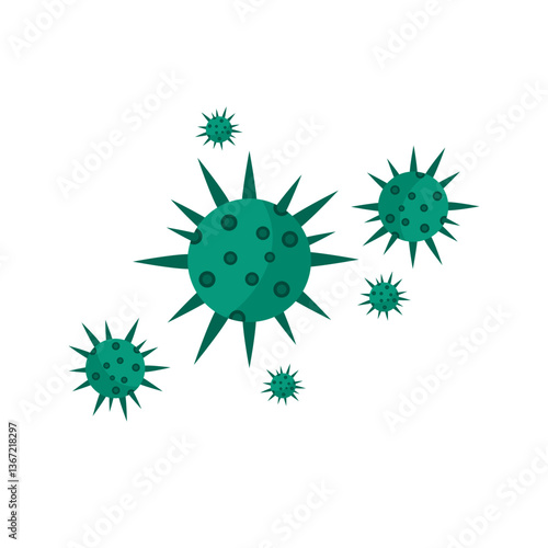 Viruses, germs and bacteria, microorganism types. Illness or disease microscopic cells and infection, microbes and antibodies. Dangerous pathogen, microbiology. Vector illustration