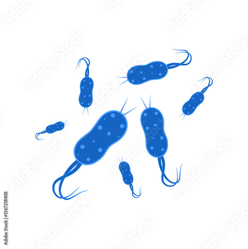 Viruses, germs and bacteria, microorganism types. Illness or disease microscopic cells and infection, microbes and antibodies. Dangerous pathogen, microbiology. Vector illustration