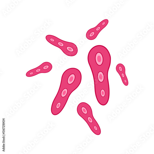 Viruses, germs and bacteria, microorganism types. Illness or disease microscopic cells and infection, microbes and antibodies. Dangerous pathogen, microbiology. Vector illustration