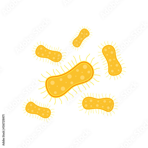 Viruses, germs and bacteria, microorganism types. Illness or disease microscopic cells and infection, microbes and antibodies. Dangerous pathogen, microbiology. Vector illustration