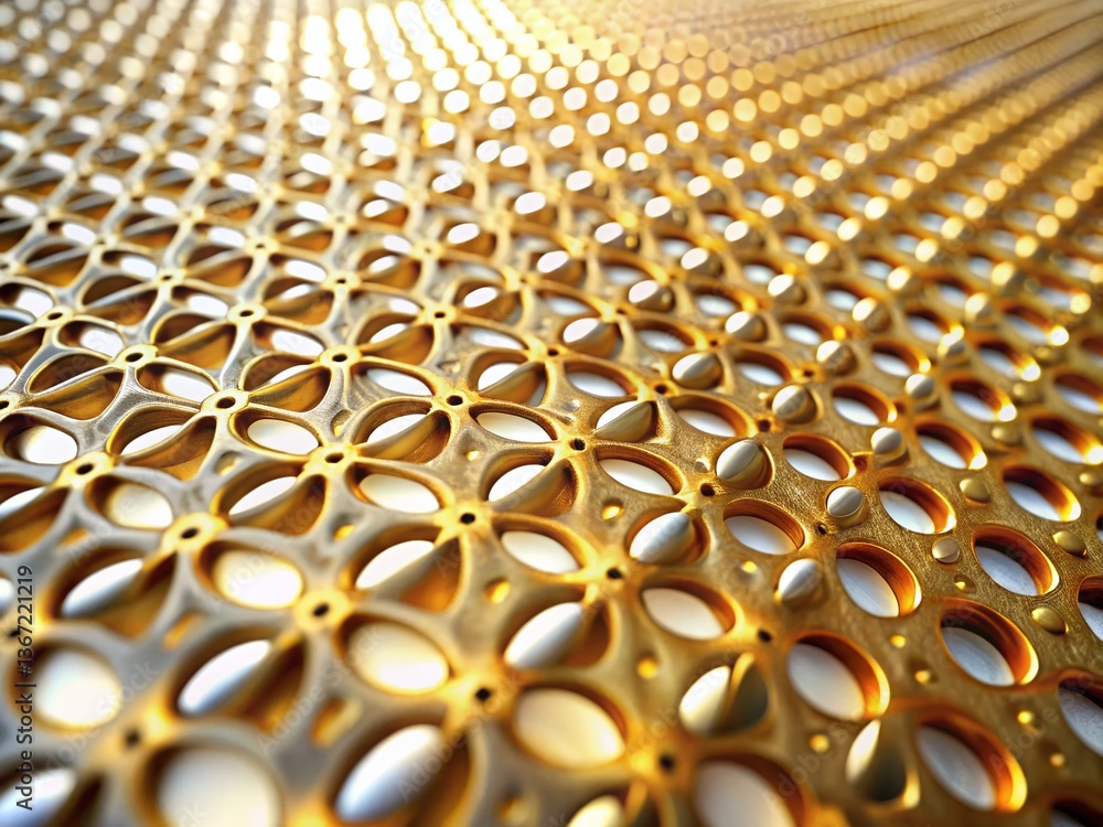 Fototapeta premium Abstract Gold & White Perforated 3D Surface - Tilt-Shift Miniature