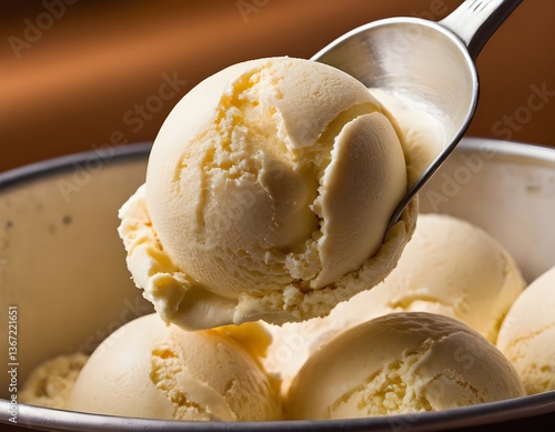 Melting Vanilla Ice Cream Dropping from Spoon – Sweet Treat