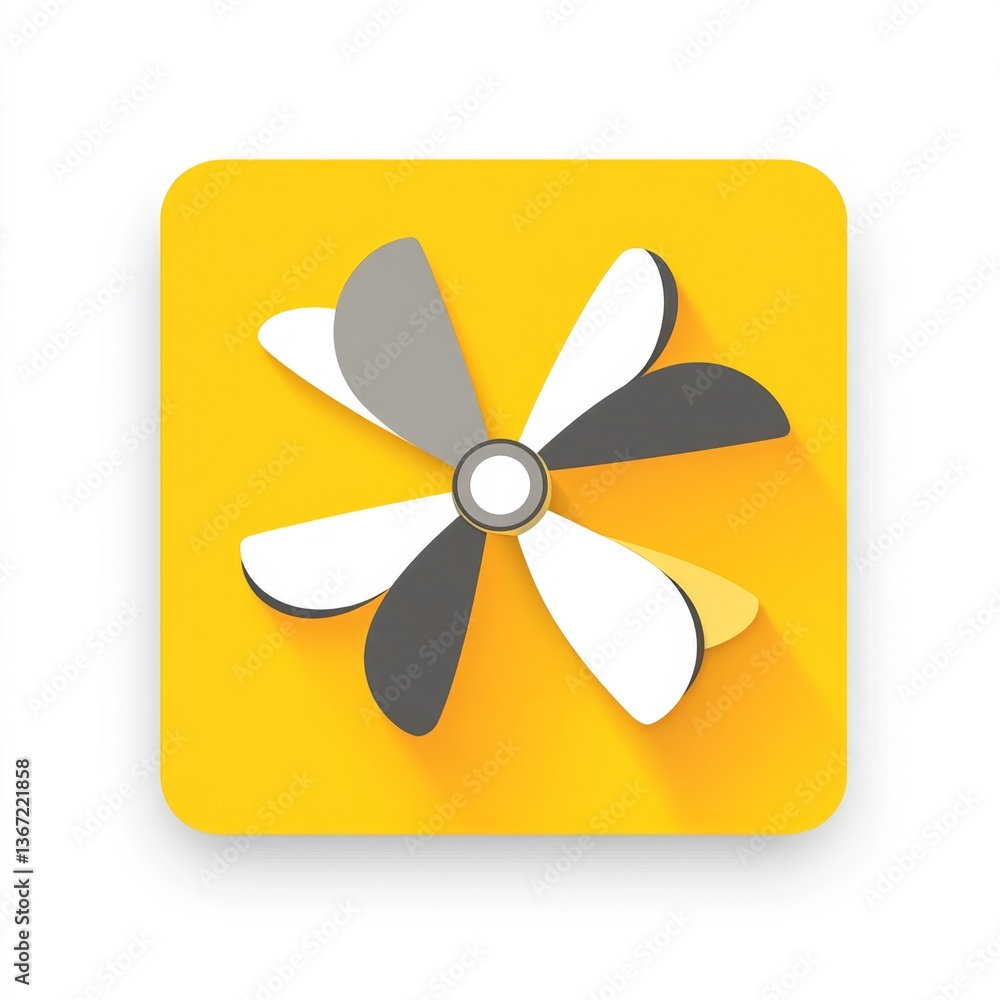 Colorful Fan Icon on Yellow Background Colorful Fan Icon on Yellow Background