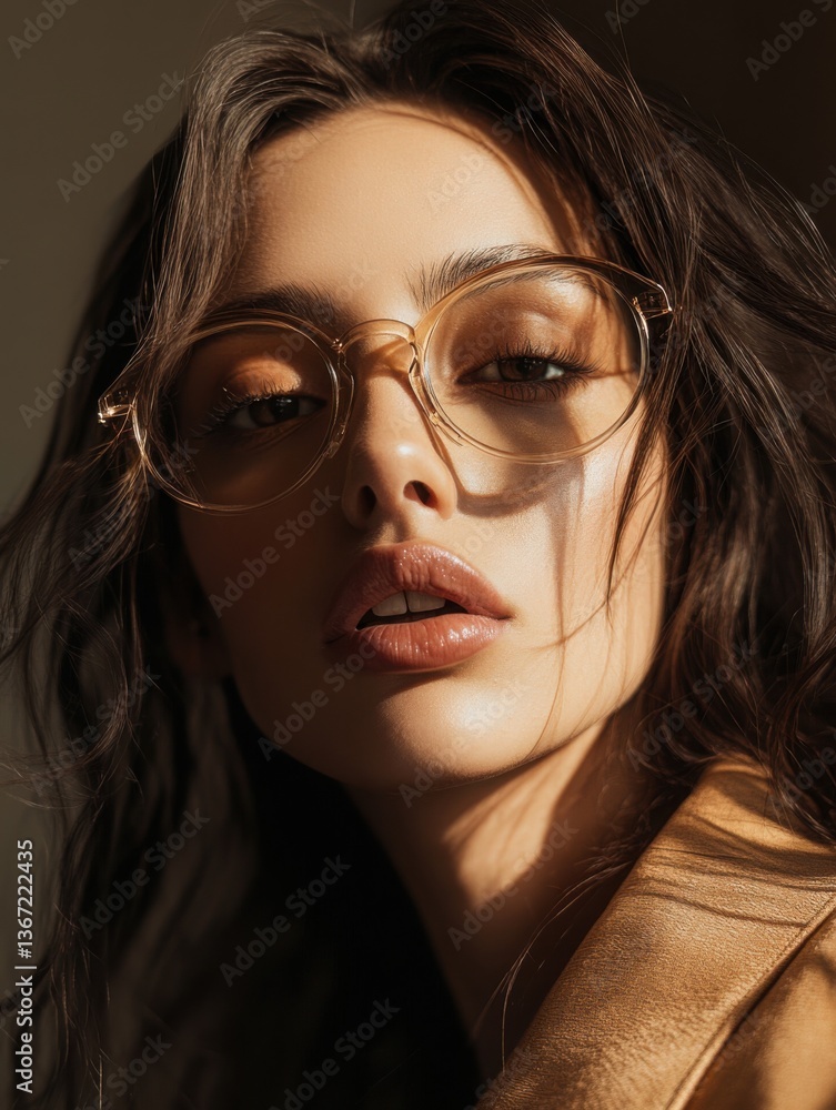 Portrait of a young woman with glasses looking at camera Portrait of a young woman with glasses looking at camera