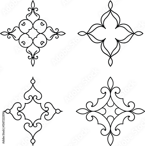 set of ornamental design elements