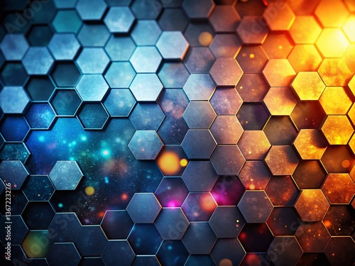 Abstract Grey Hexagon Night Photography Background - Gradient Design