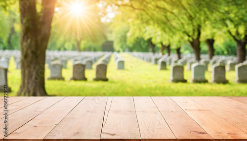 Wallpaper Mural View of a cemetery with tombstones surrounded by green meadow. Torontodigital.ca