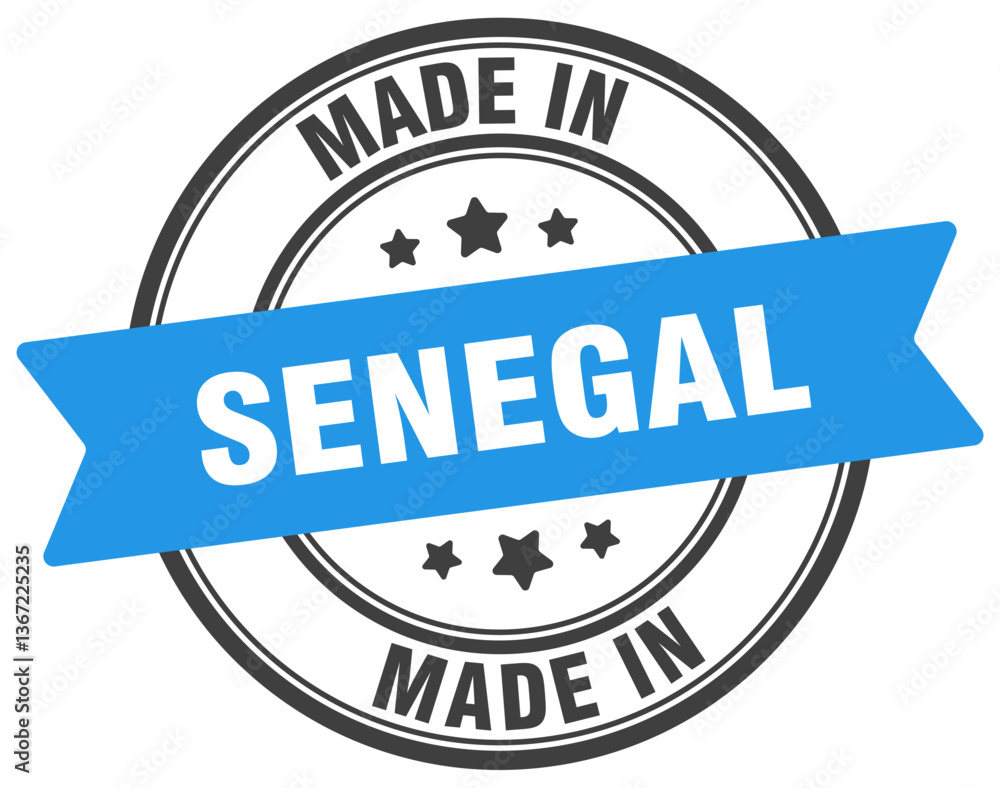Made in Senegal round sign. Made in Senegal stamp. Made in Senegal round sign. Made in Senegal stamp.