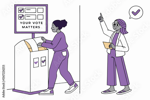 Hand Casting Ballot Into Vote Box - Election Voting Process with Checked Ballots and Paper Voting Forms