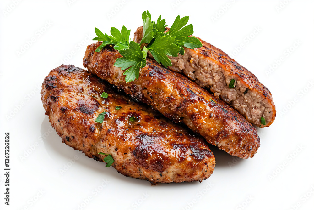 a plate of meat with parsley on top a plate of meat with parsley on top