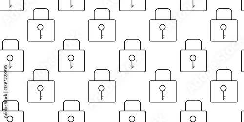 Repeating pattern of simple locks on a white background showcasing a minimalist design
