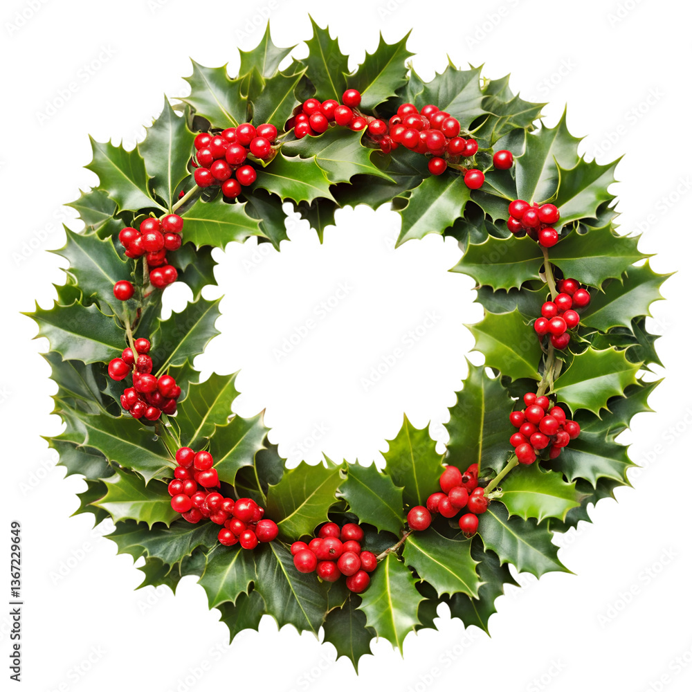 Christmas wreath with holly isolated on transparent background
Christmas wreath with holly isolated on transparent background