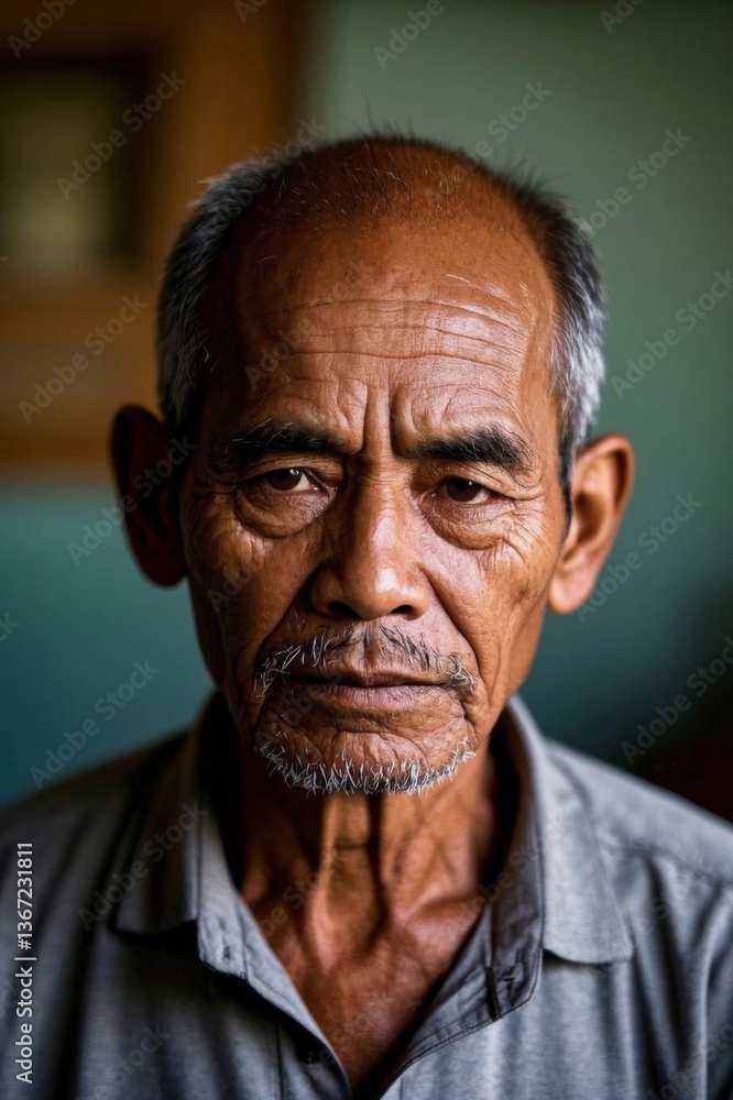arafed man with a mustache and a gray shirt looks at the camera arafed man with a mustache and a gray shirt looks at the camera