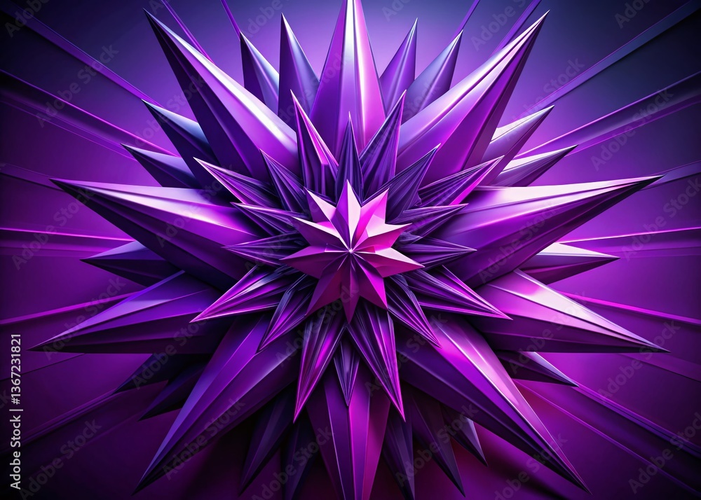 Obraz premium Abstract Purple Geometric Starburst: Sharp Angles & Vibrant Color Saturation - Stock Photo